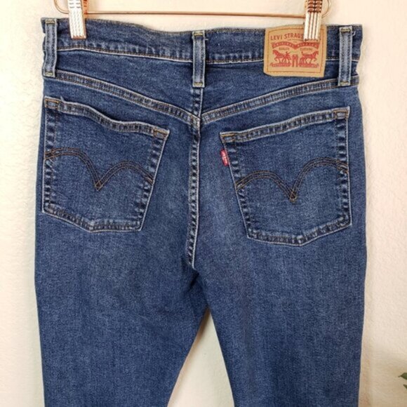 Levi's Wedgie Straight Distressed Jeans Button Fly Medium Wash size 29 y2k 90s - Picture 15 of 16